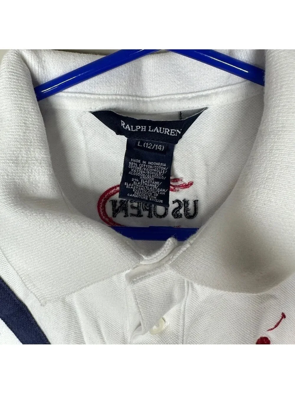 Ralph Lauren Girls White‎ Sleeveless US Open Polo Shirt Size L (12/14)